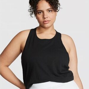 VS Pink Cotton Cropped Racerback Tank Top Black Medium casual cute